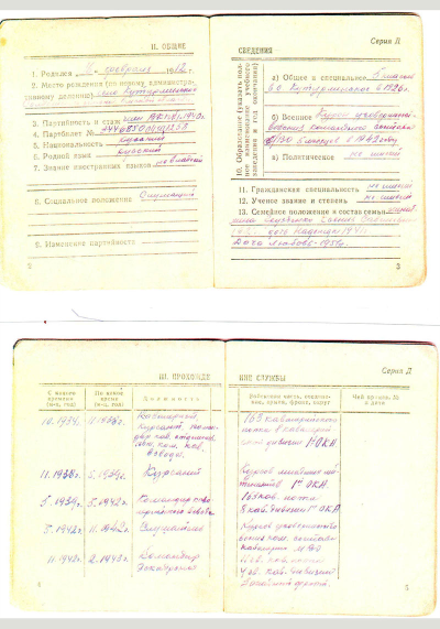 Военный билет Грузденко Кирилла Дмитриевича (стр. 2-5)