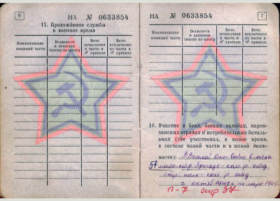 Страница Военного билета Шуваева Г.И.