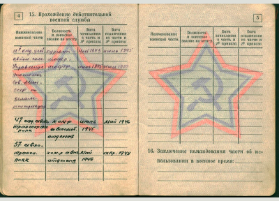 Военный билет стр. 4-5