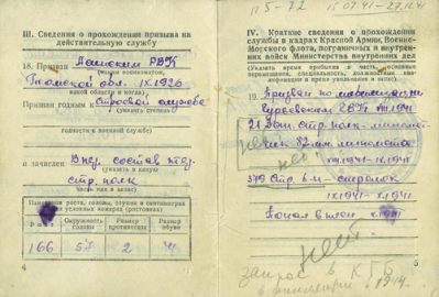 Военный билет, стр. 4-5