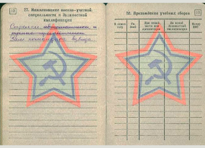 Военный билет &ndash; военно-учетная специальность и должностная квалификация