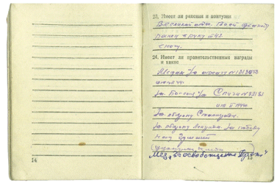 Военный билет Радионова А. М. (стр. 14-15)