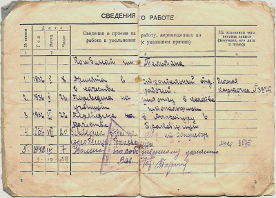 Грибанова Н.А. Трудовая книжка, стр. 2-3