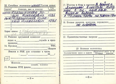 Военный билет Вкладыш