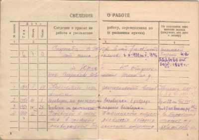 Трудовая книжка стр. 2-3