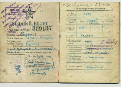 Страница Военного билета
