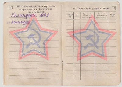 Военный билет стр. 12-13