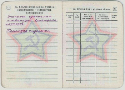 Военный билет Левченко М.А., стр. 12-13