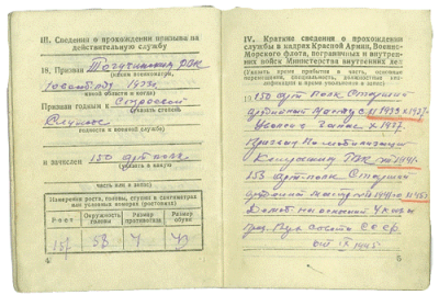 Военный билет Радионова А. М. (стр. 4-5)