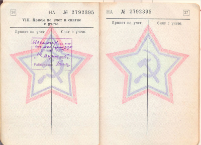 Военный билет Чиричева Н.И., стр. 26-27