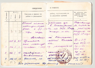 Трудовая книжка, стр.2-3.