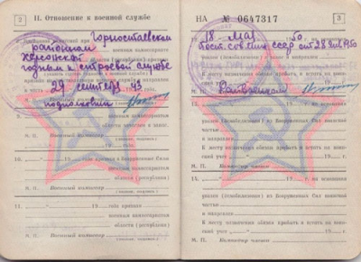 Страница из Военного билета