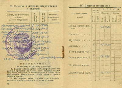 Красноармейская книжка 6-7 стр.