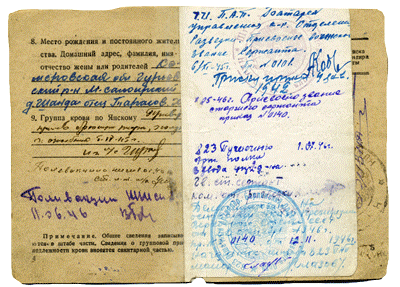 Красноармейская книжка Тарасова Д.Х. (разворот 2)
