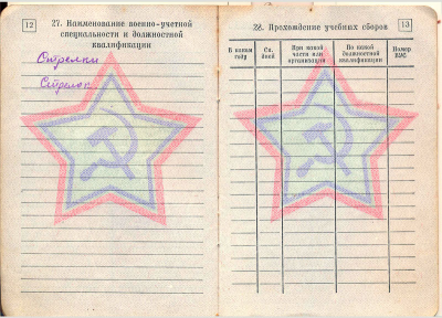 Военный билет Чиричева Н.И., стр. 12-13