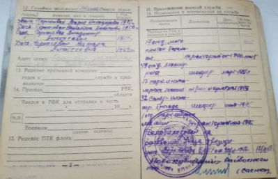 Страница из Военного билета