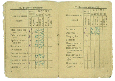 Красноармейская книжка Радионова А. М. (8-9 стр.)