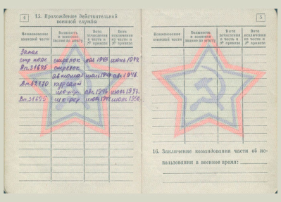 Военный билет стр.4-5