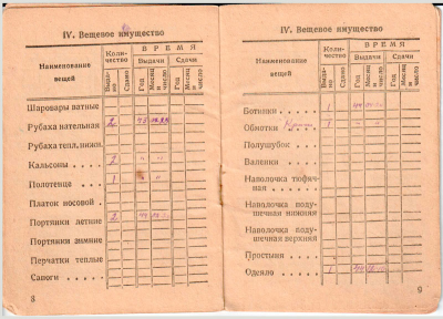 Красноармейская книжка стр. 8-9