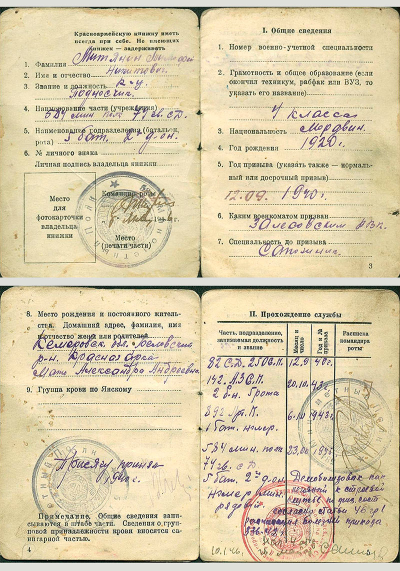Красноармейская книжка Митянина Тимофея Никитовича, стр 2-5