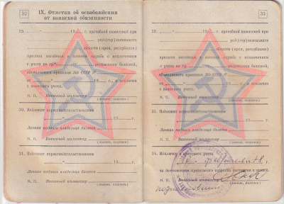Военный билет стр. 32-33
